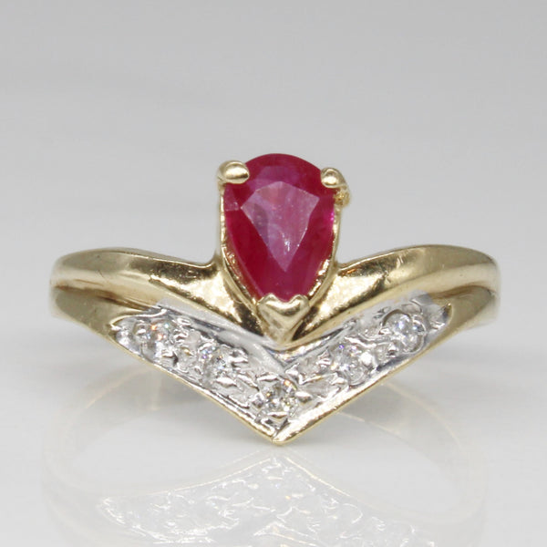 Synthetic Ruby & Diamond Point Ring | 0.23ct, 0.03ctw | SZ 3.5 |