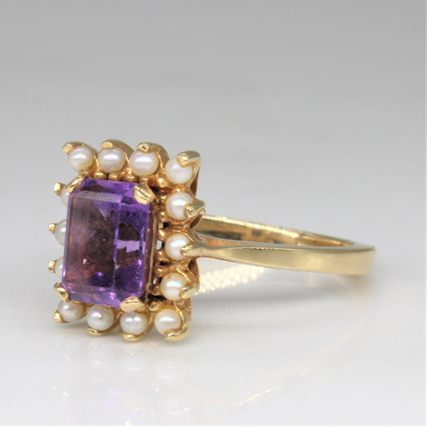 Amethyst & Seed Pearl Cocktail Ring | 1.50ct | SZ 6 |