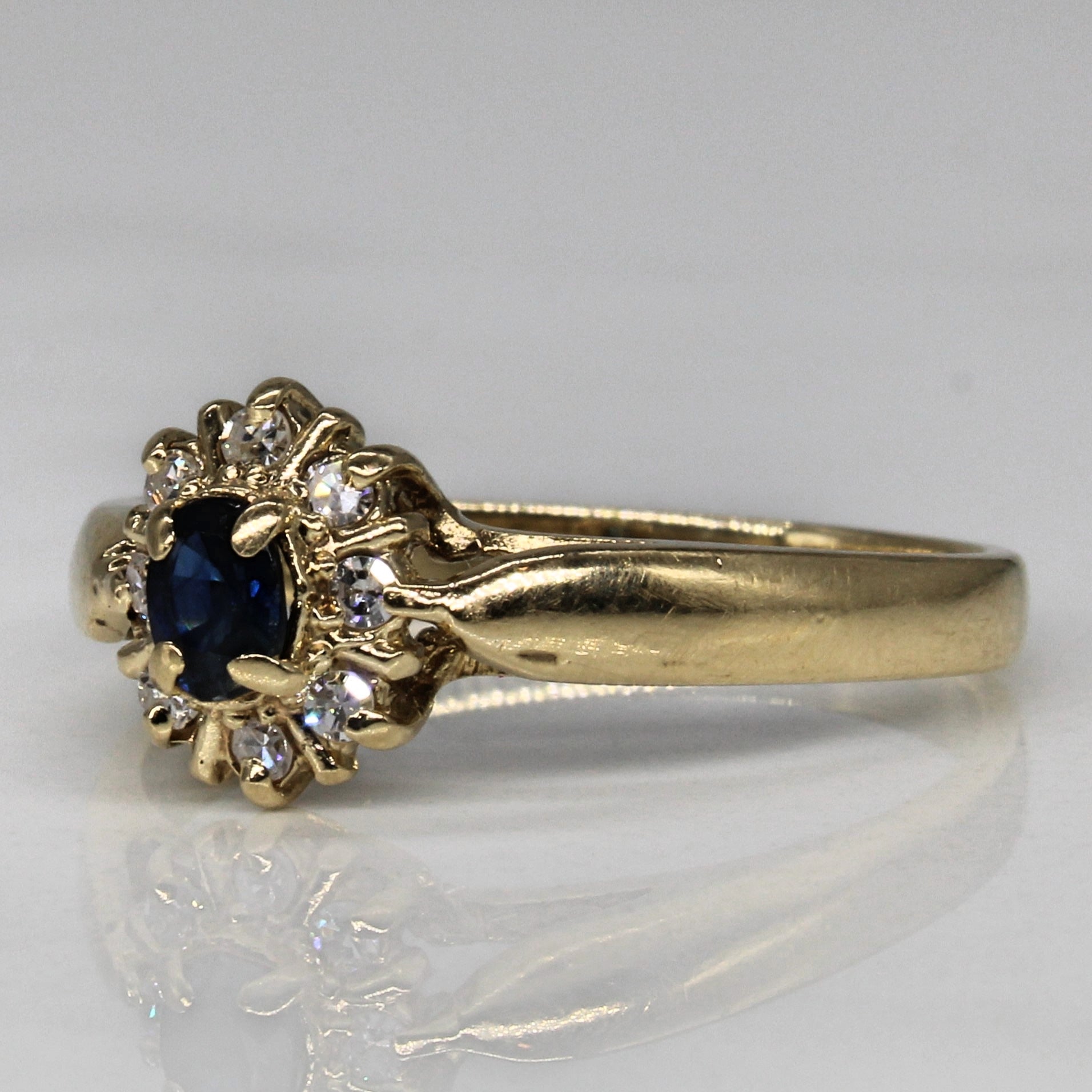 Sapphire & Diamond Halo Ring | 0.18ct, 0.08ctw | SZ 7.5 |