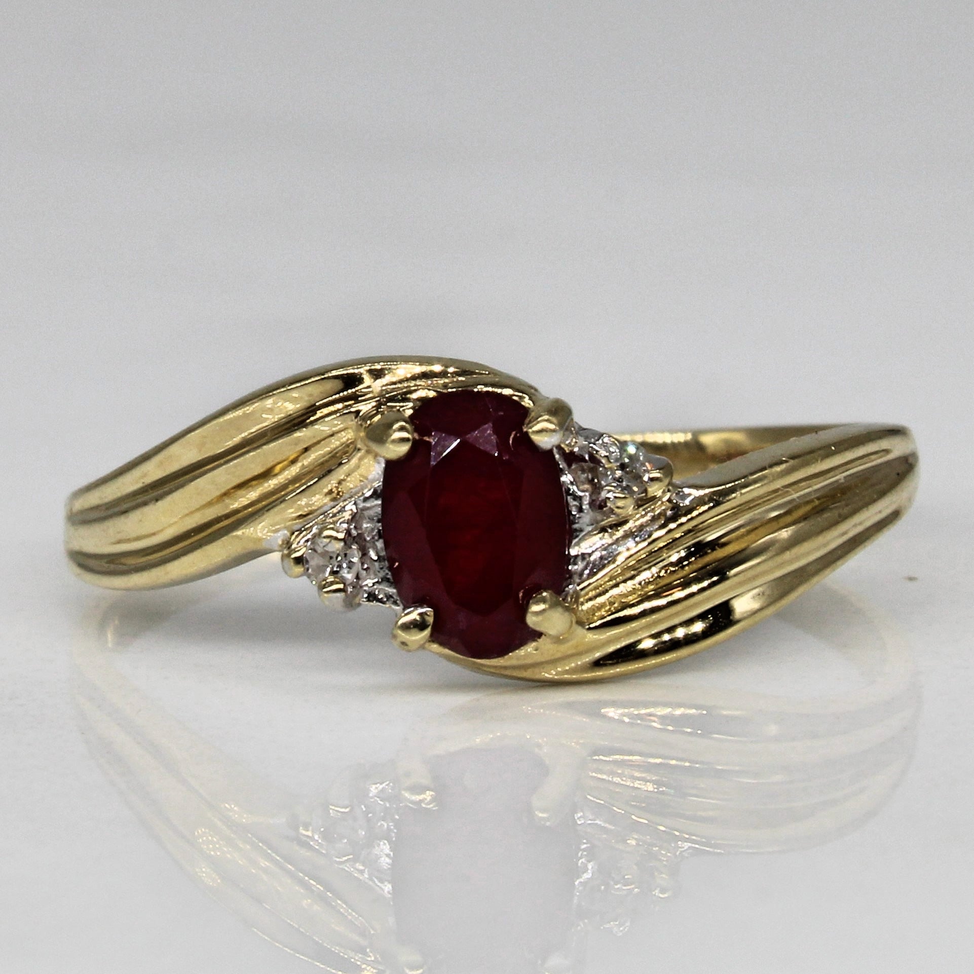 Glass Filled Ruby & Diamond Ring | 0.39ct, 0.01ctw | SZ 8.5 |