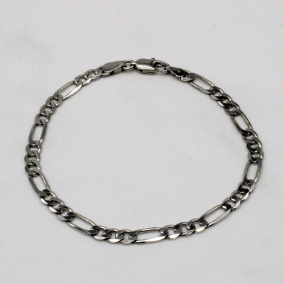 14k White Gold Figaro Bracelet | 7