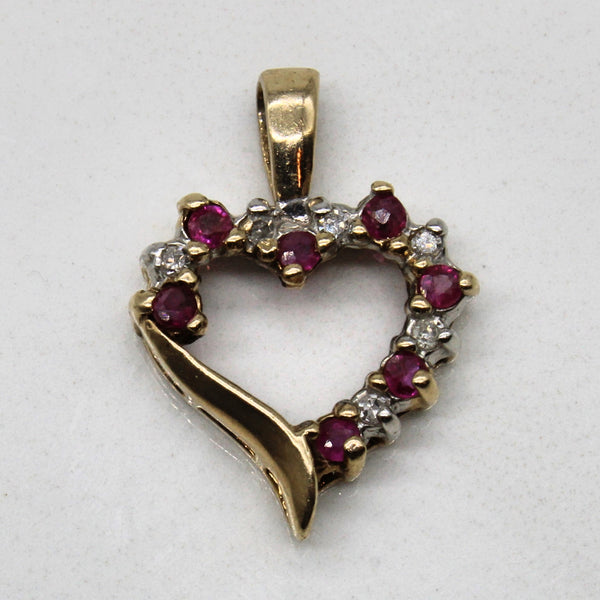 Ruby & Diamond Heart Pendant | 0.14ctw, 0.03ctw |