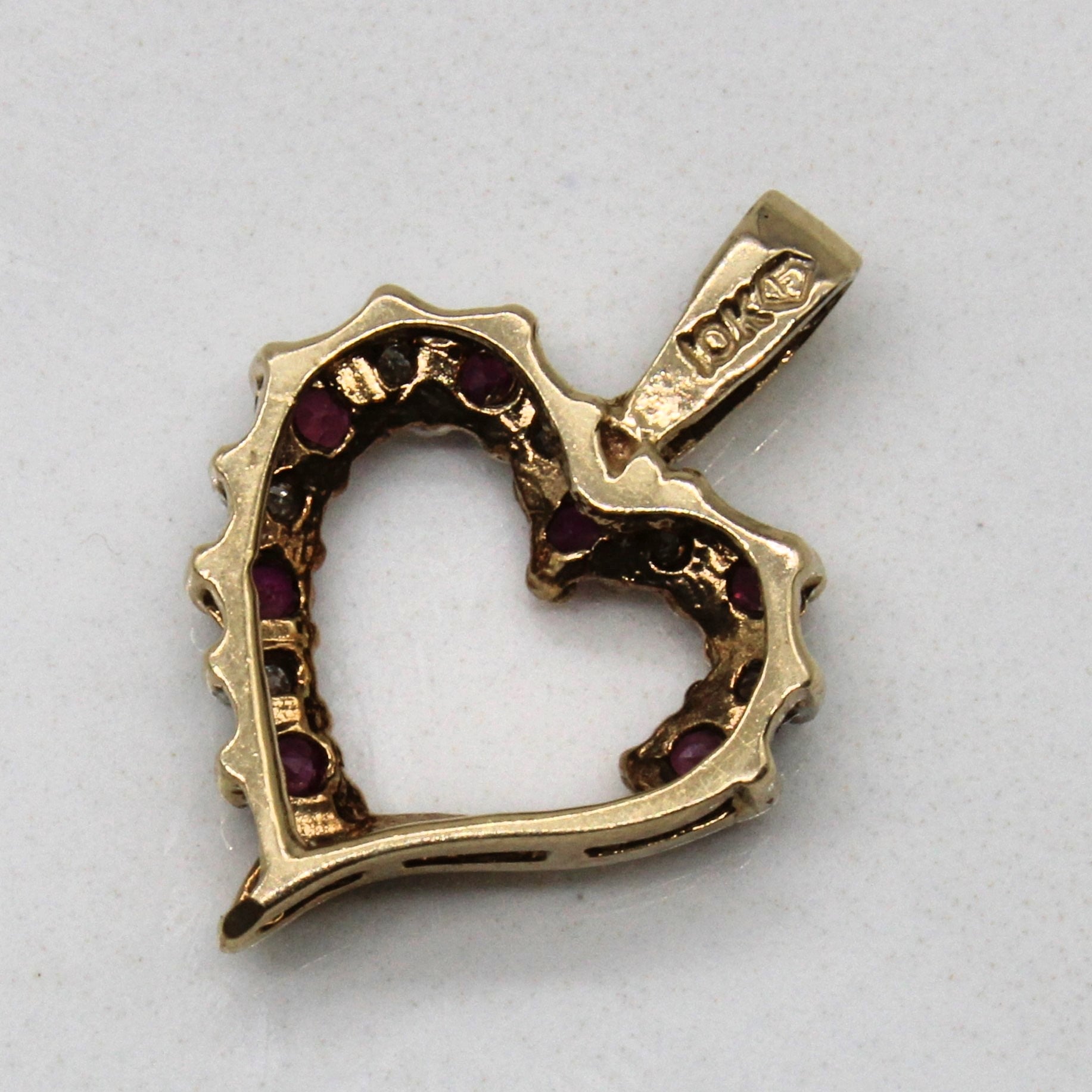 Ruby & Diamond Heart Pendant | 0.14ctw, 0.03ctw |