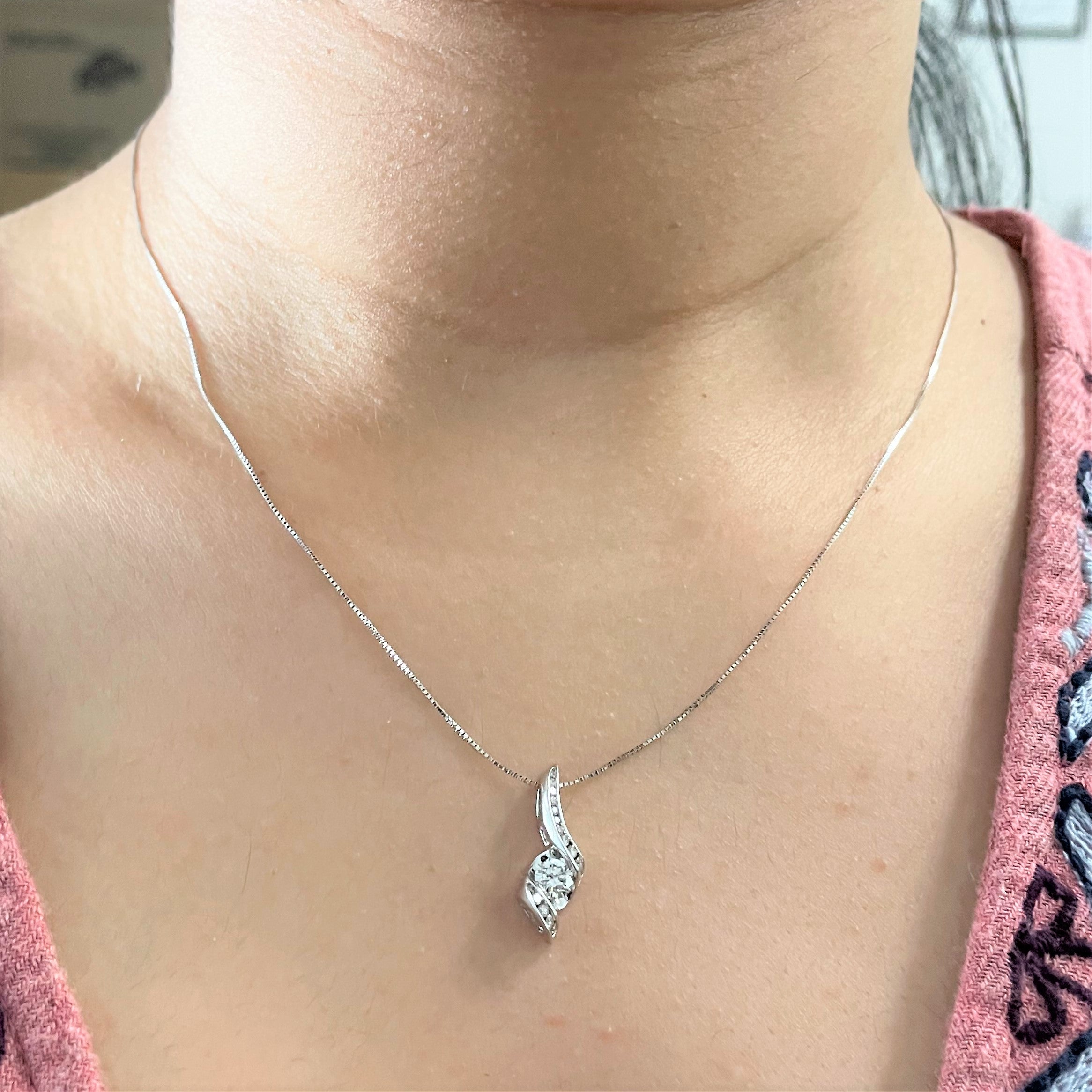Channel Set Diamond Drop Necklace | 0.40ctw | 18" |