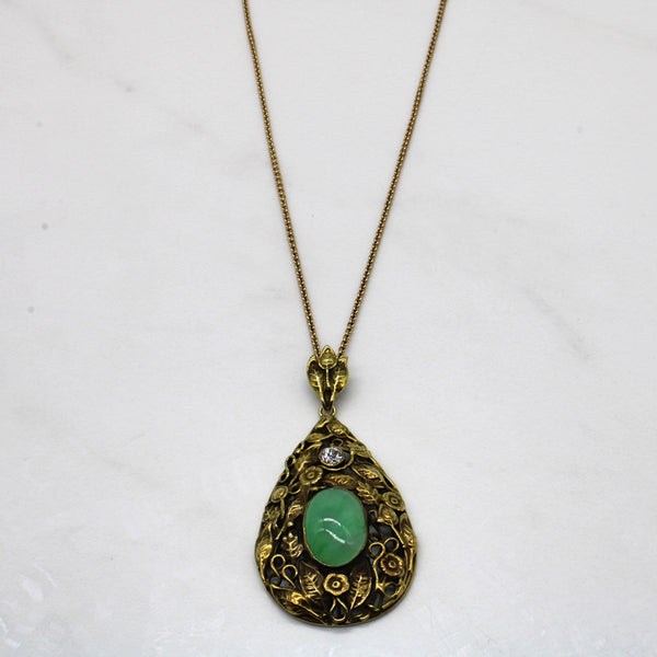 1930s Jadeite & Diamond Floral Necklace | 5.50ct, 0.27ct | 14