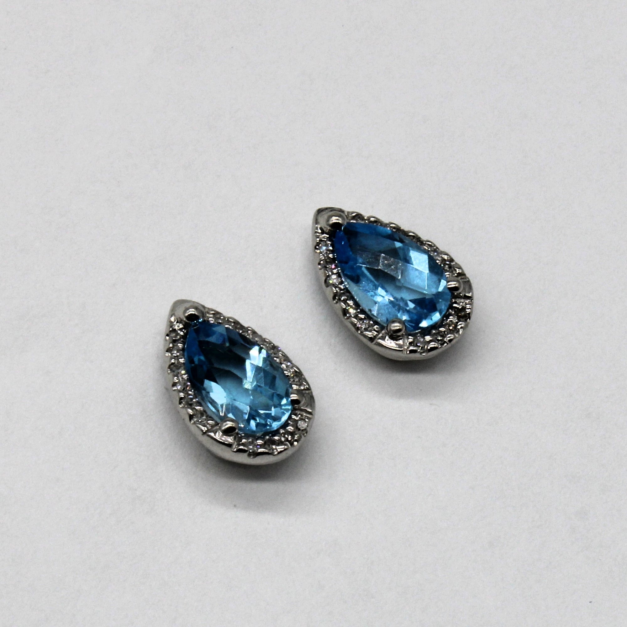 Topaz & Diamond Stud Earrings | 1.62ctw, 0.06ctw |