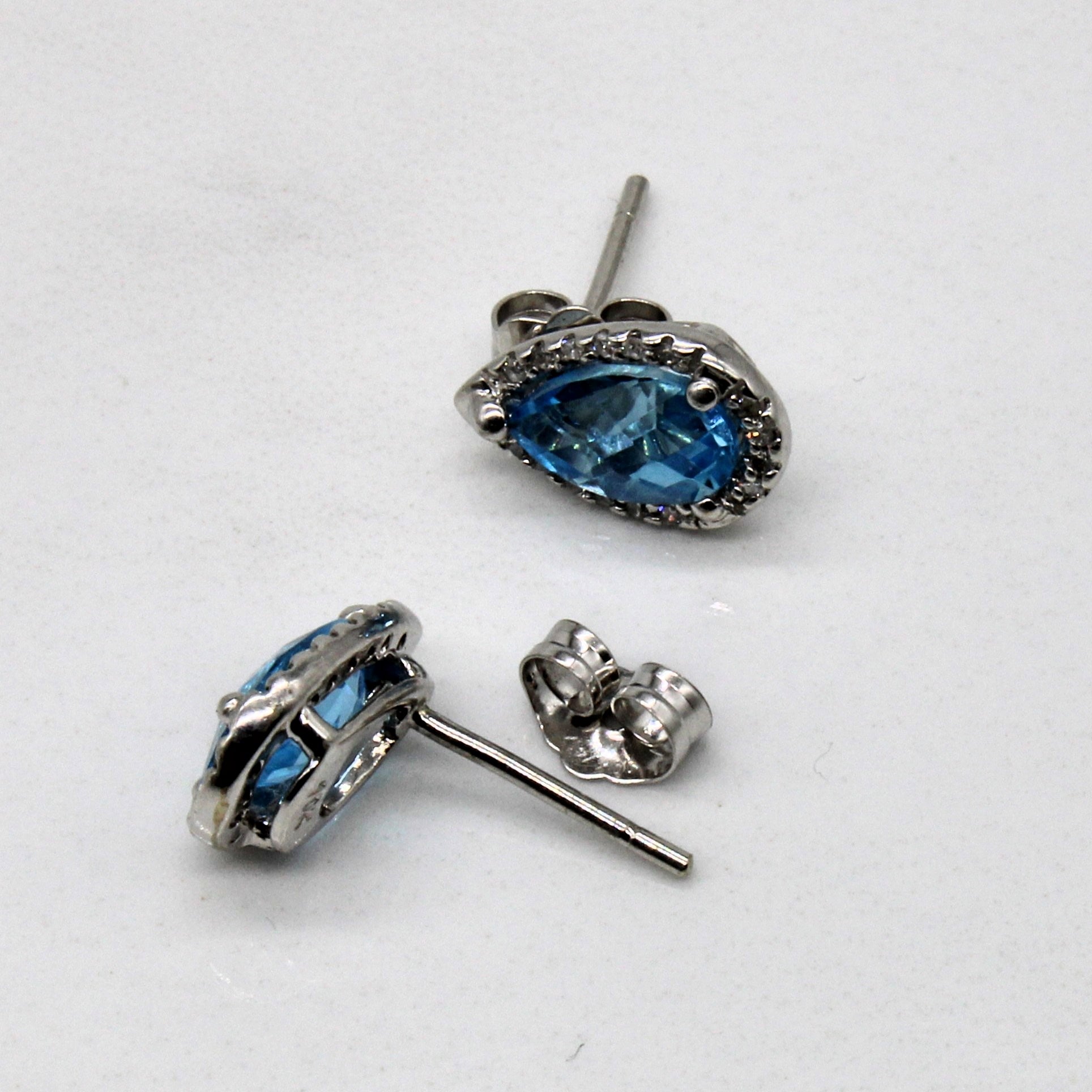 Topaz & Diamond Stud Earrings | 1.62ctw, 0.06ctw |