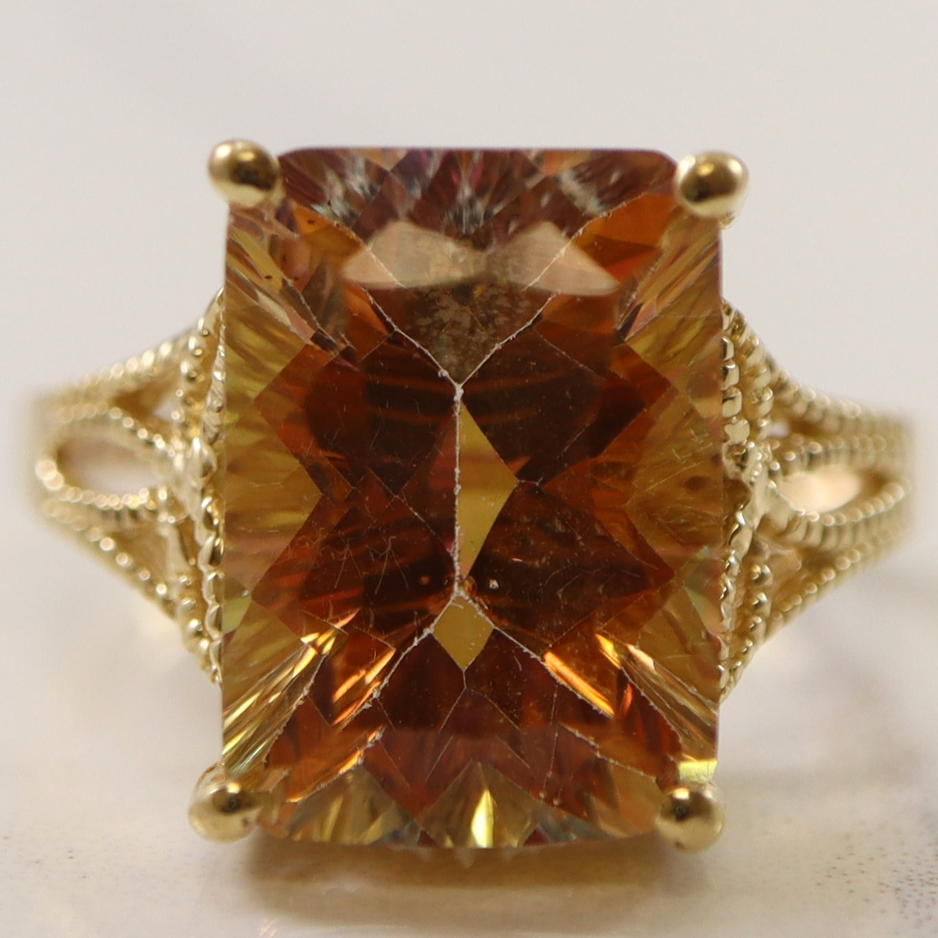 Rectangular Orange Mystic Topaz Ring | 10.00ct | SZ 7.75 |