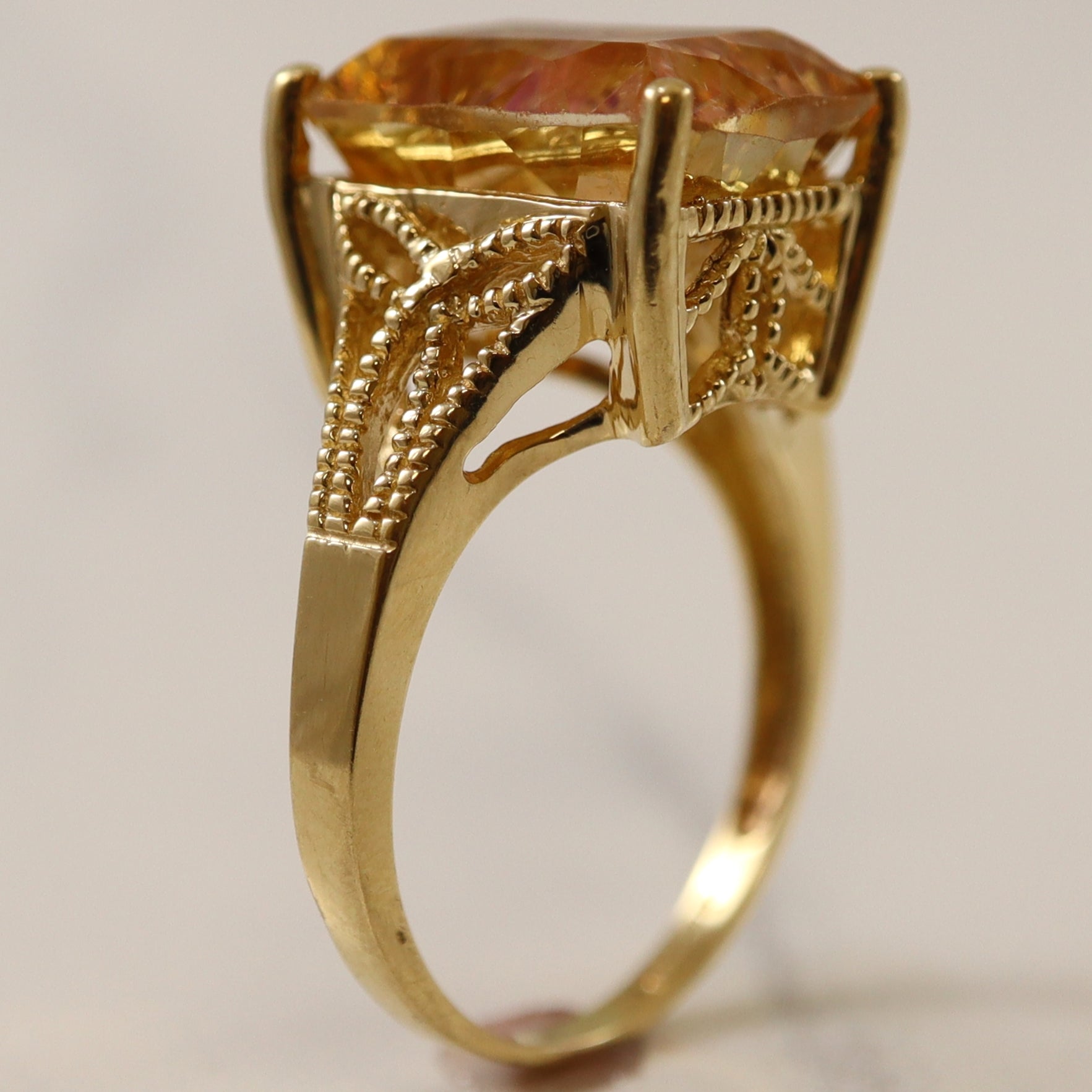 Rectangular Orange Mystic Topaz Ring | 10.00ct | SZ 7.75 |