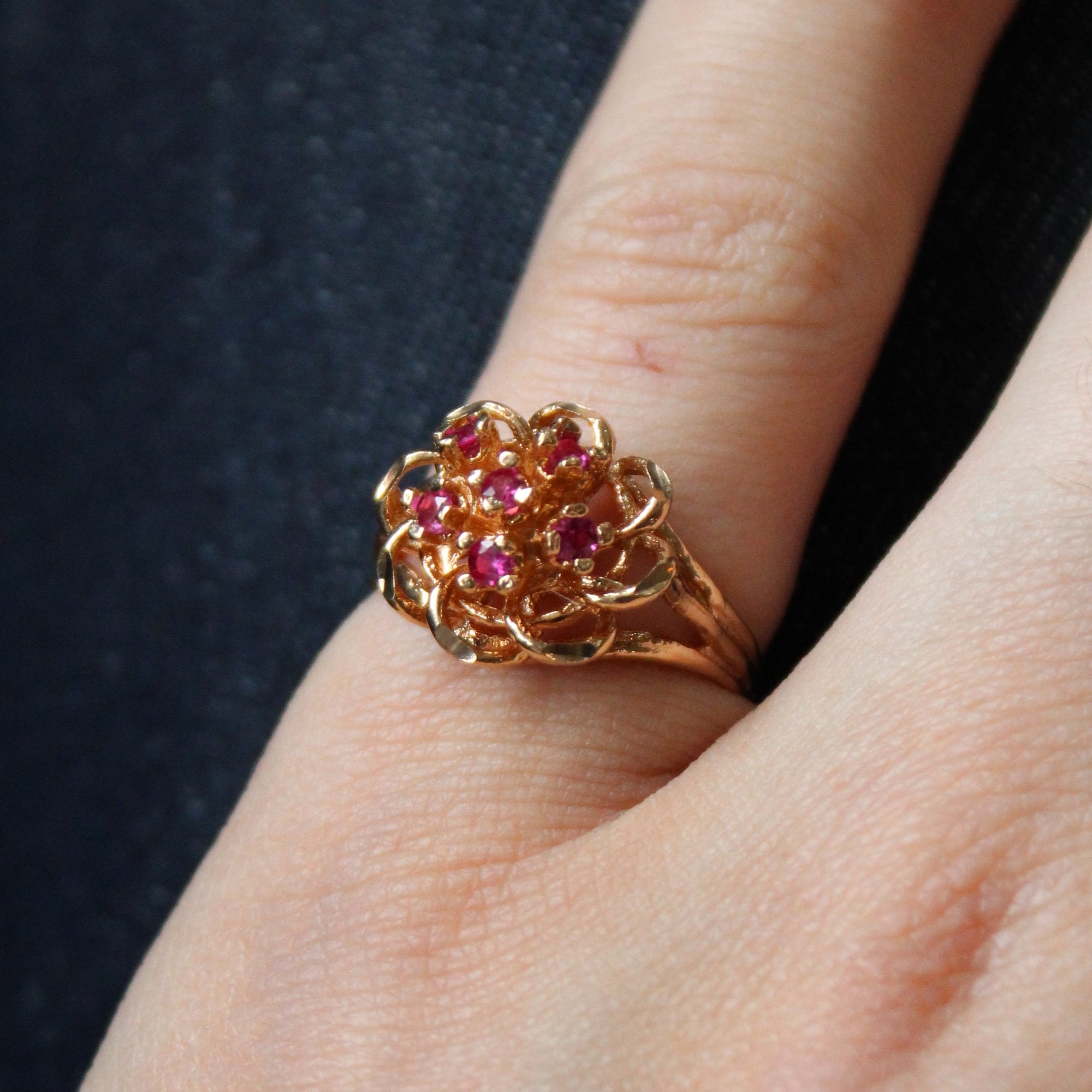 High Set Synthetic Ruby Cocktail Ring | 0.13ctw | SZ 6.25 |