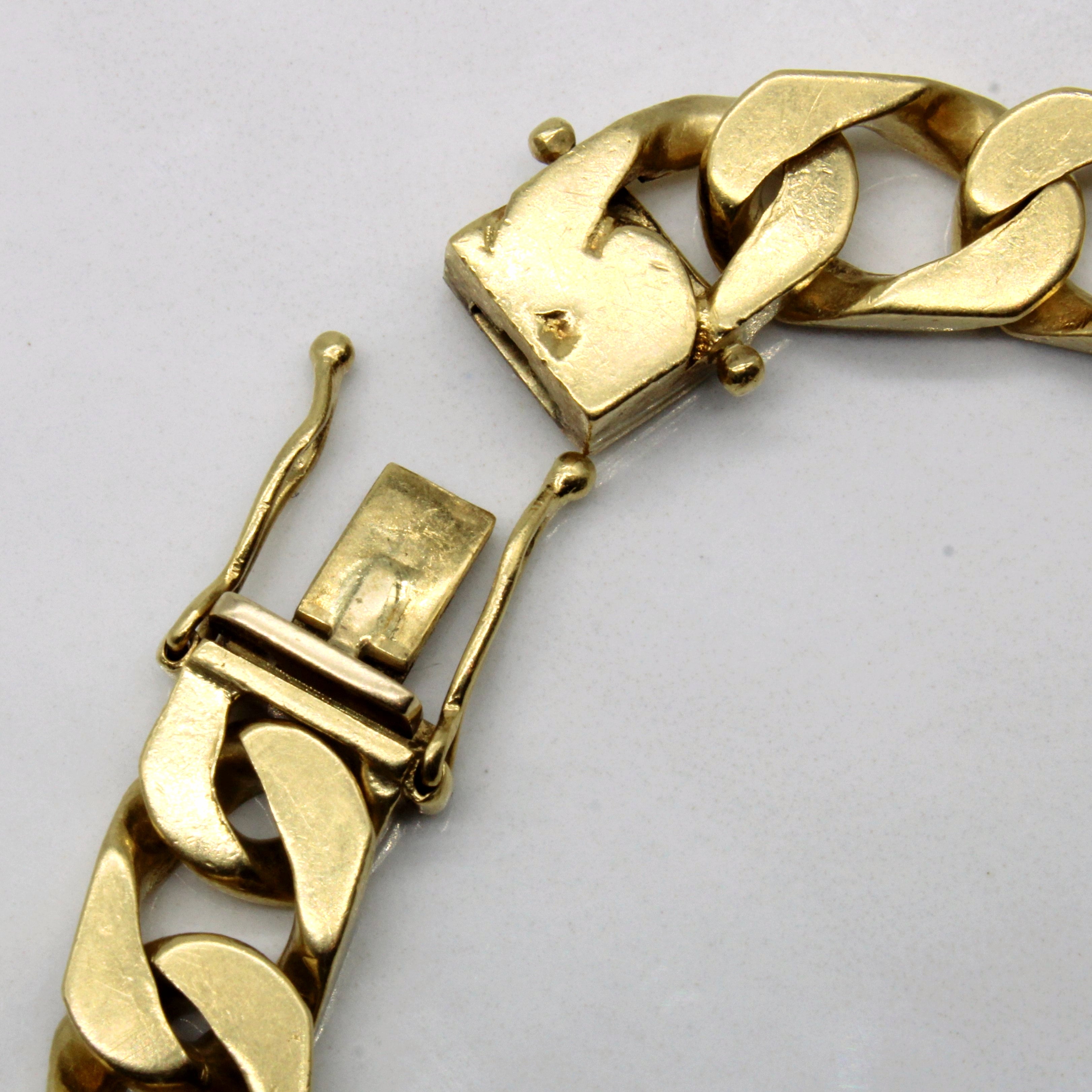 Bracelet à maillons gourmette en or jaune 18 carats | 8 pouces | 