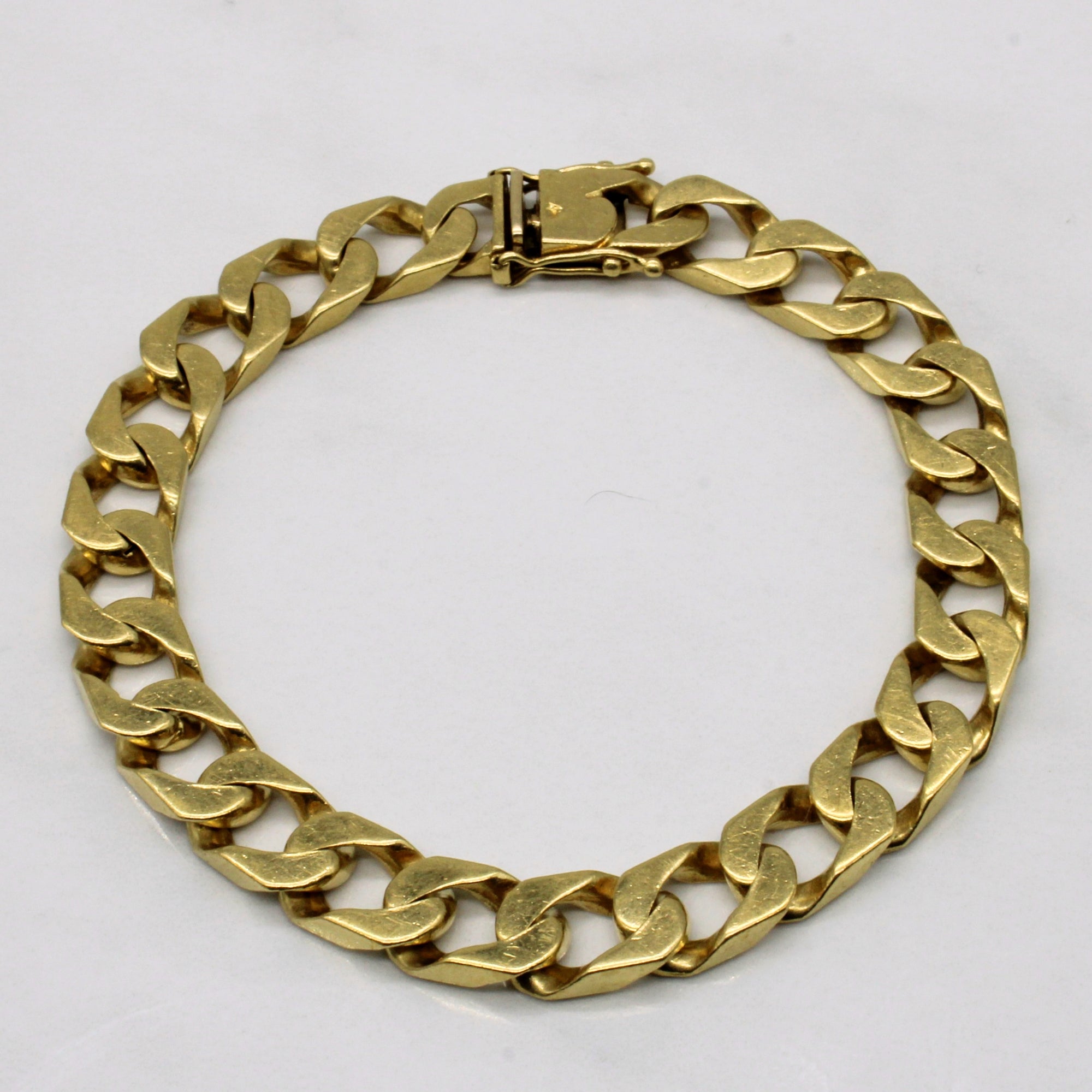 18k Yellow Gold Curb Link Chain Bracelet | 8