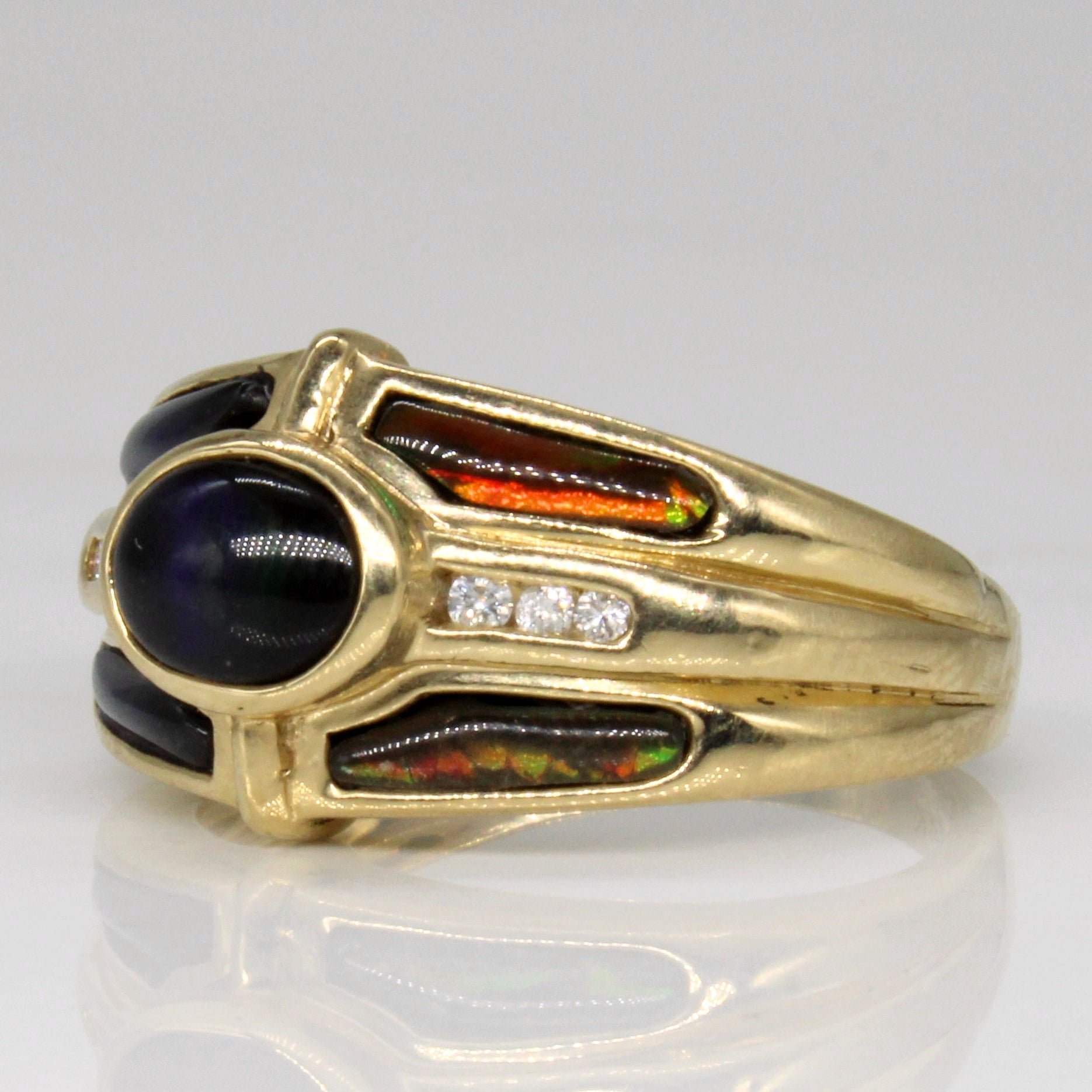 Bague cocktail en ammolite et diamants | 1,50 ct, 0,05 ct | Taille 6 | 