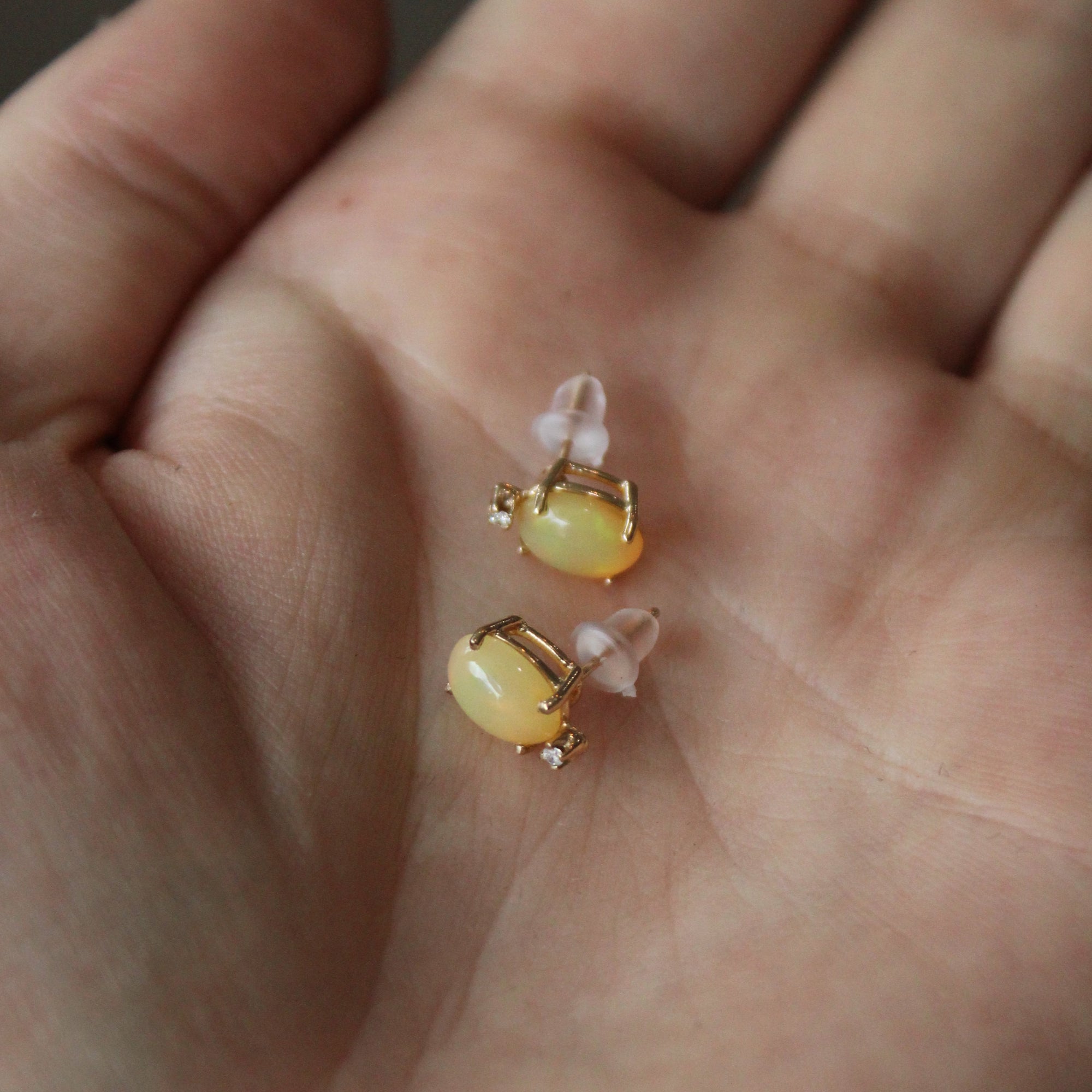Opal & Diamond Stud Earrings | 1.80ctw, 0.02ctw |