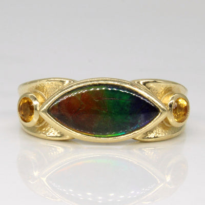 Ammolite & Citrine Cocktail Ring | 1.80ct, 0.16ctw | SZ 6.75 |