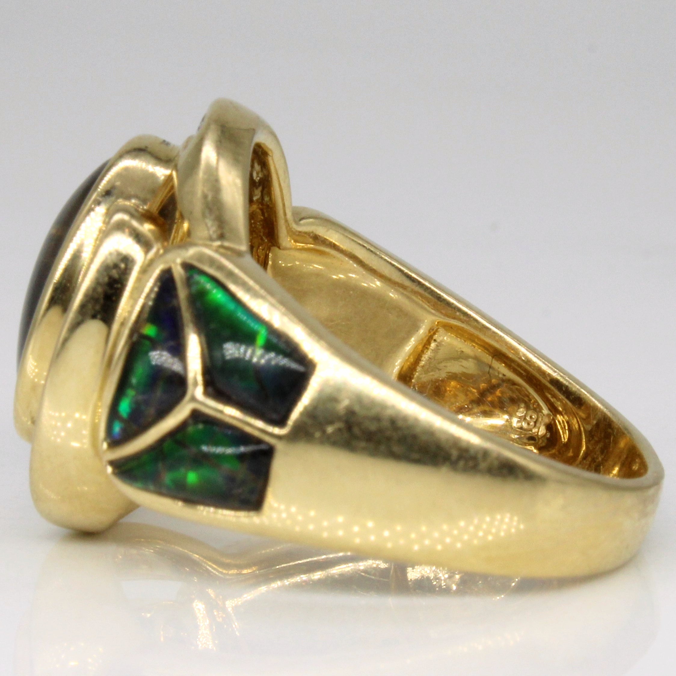 Ammolite & Diamond Halo Cocktail Ring | 3.20ctw, 0.20ctw | SZ 7 |