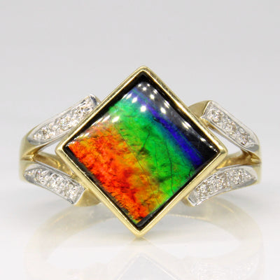 Ammolite & Diamond Cocktail Ring | 1.40ct, 0.06ctw | SZ 9.75 |