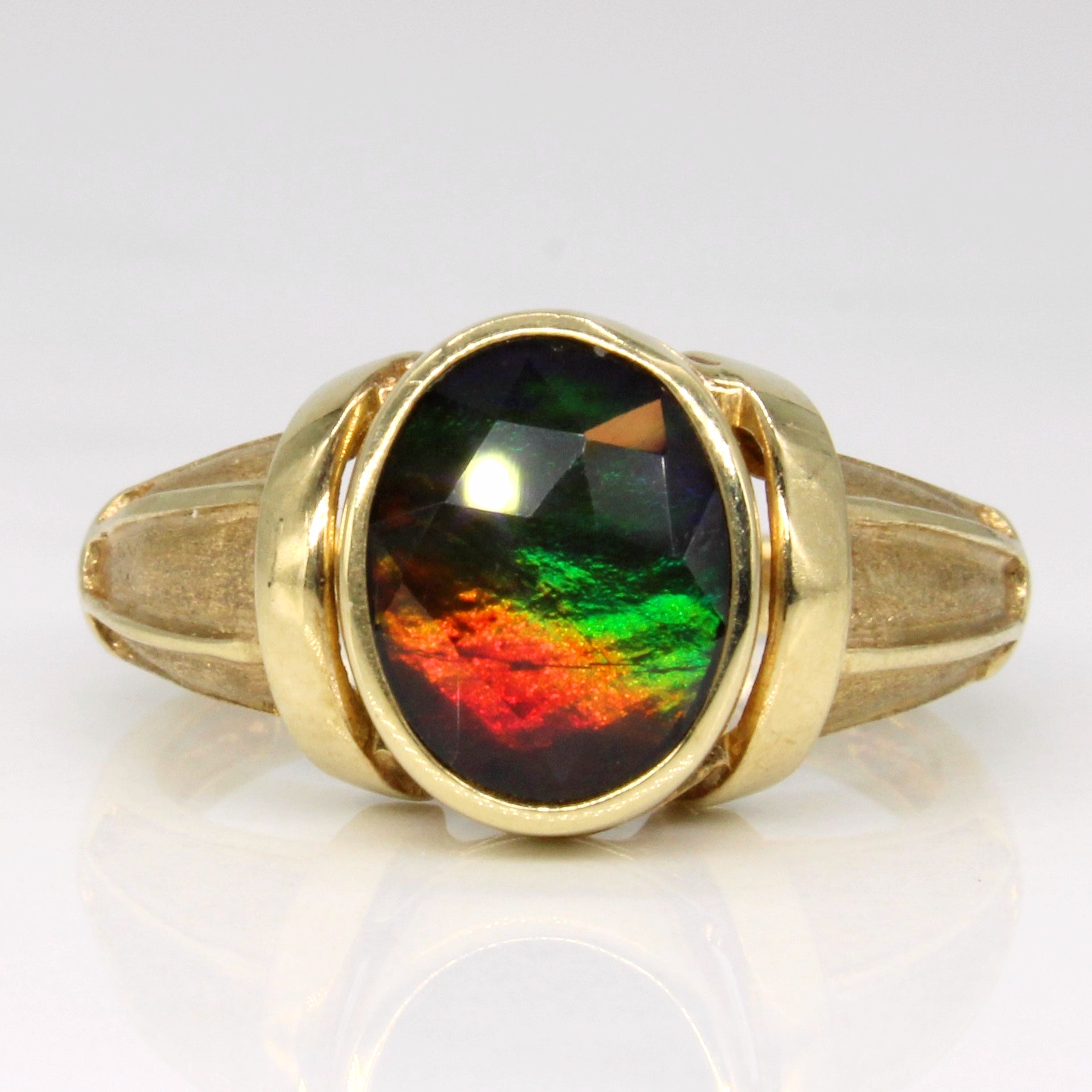 Faceted Ammolite Ring | 0.95ct | SZ 6 |