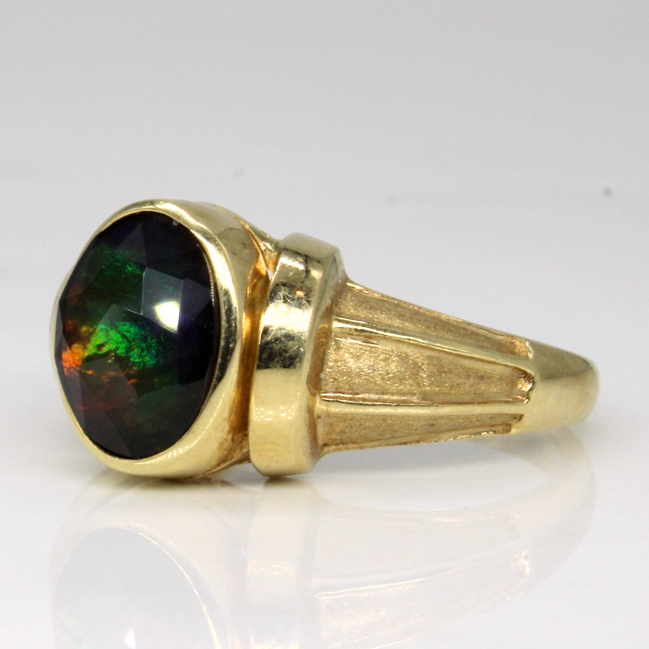 Faceted Ammolite Ring | 0.95ct | SZ 6 |