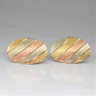 Oval Tri Tone Stud Earrings |