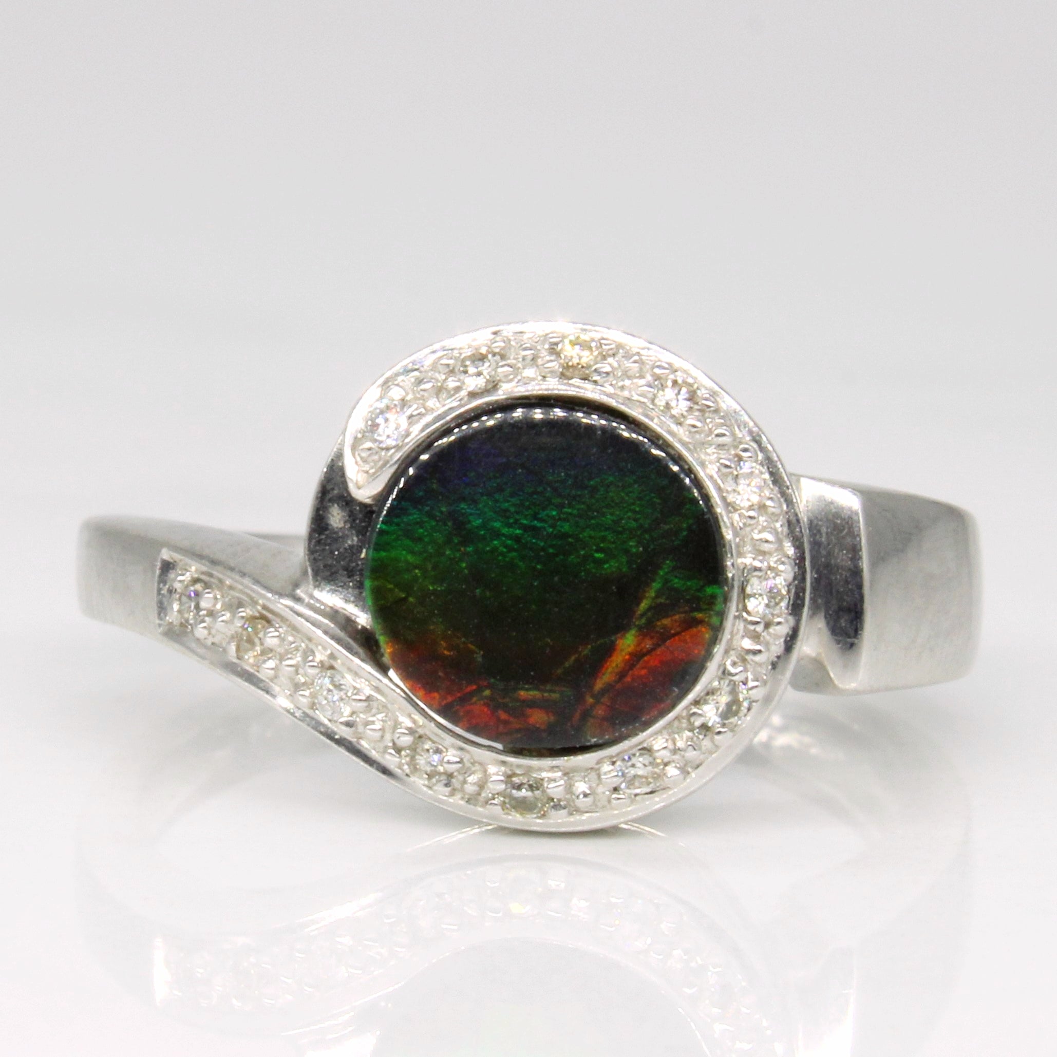 Ammolite & Diamond Ring | 0.90ct, 0.07ctw | SZ 8 |