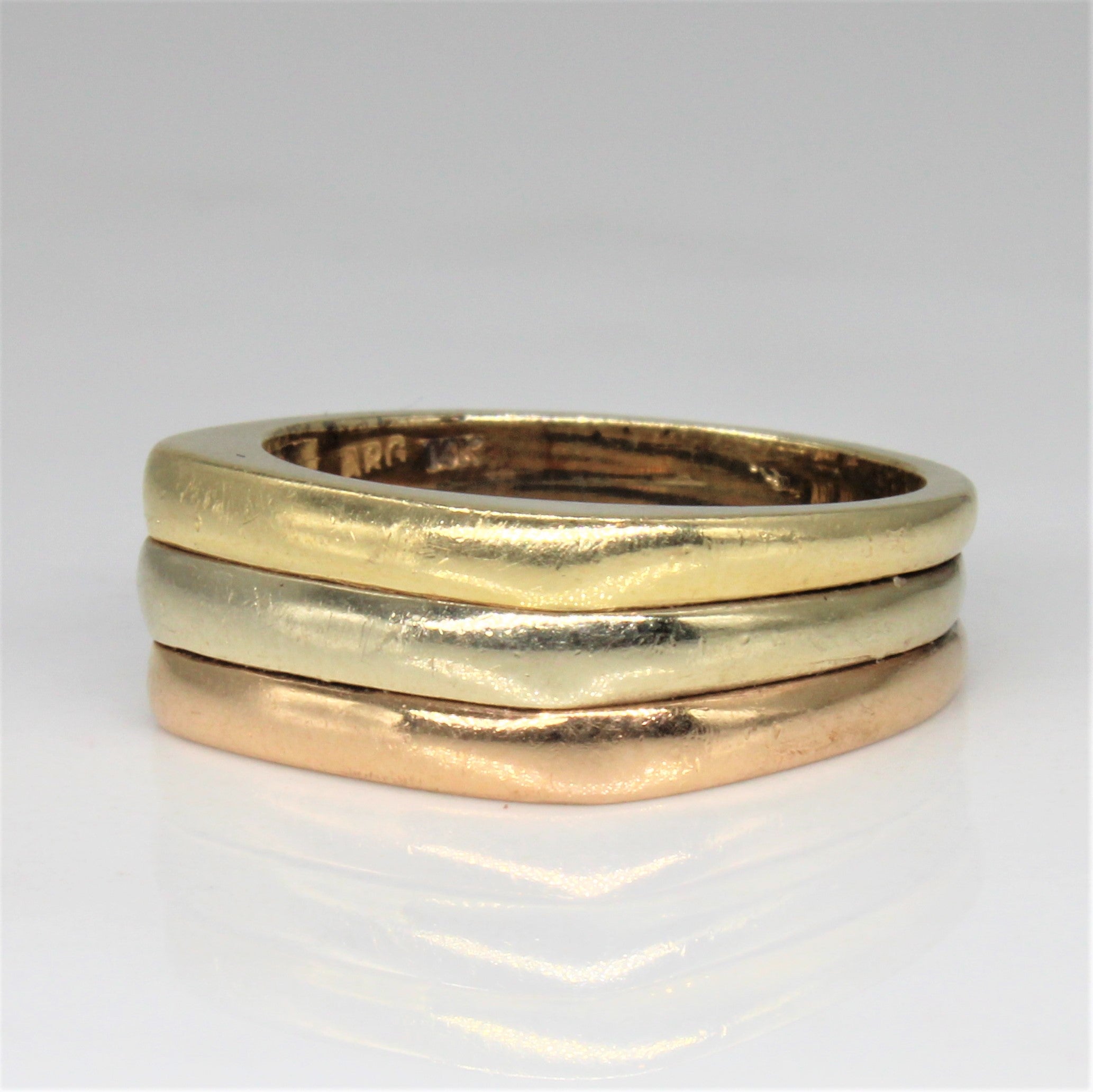 Tri Tone Flat Edge Stacking Ring | SZ 6.25 |