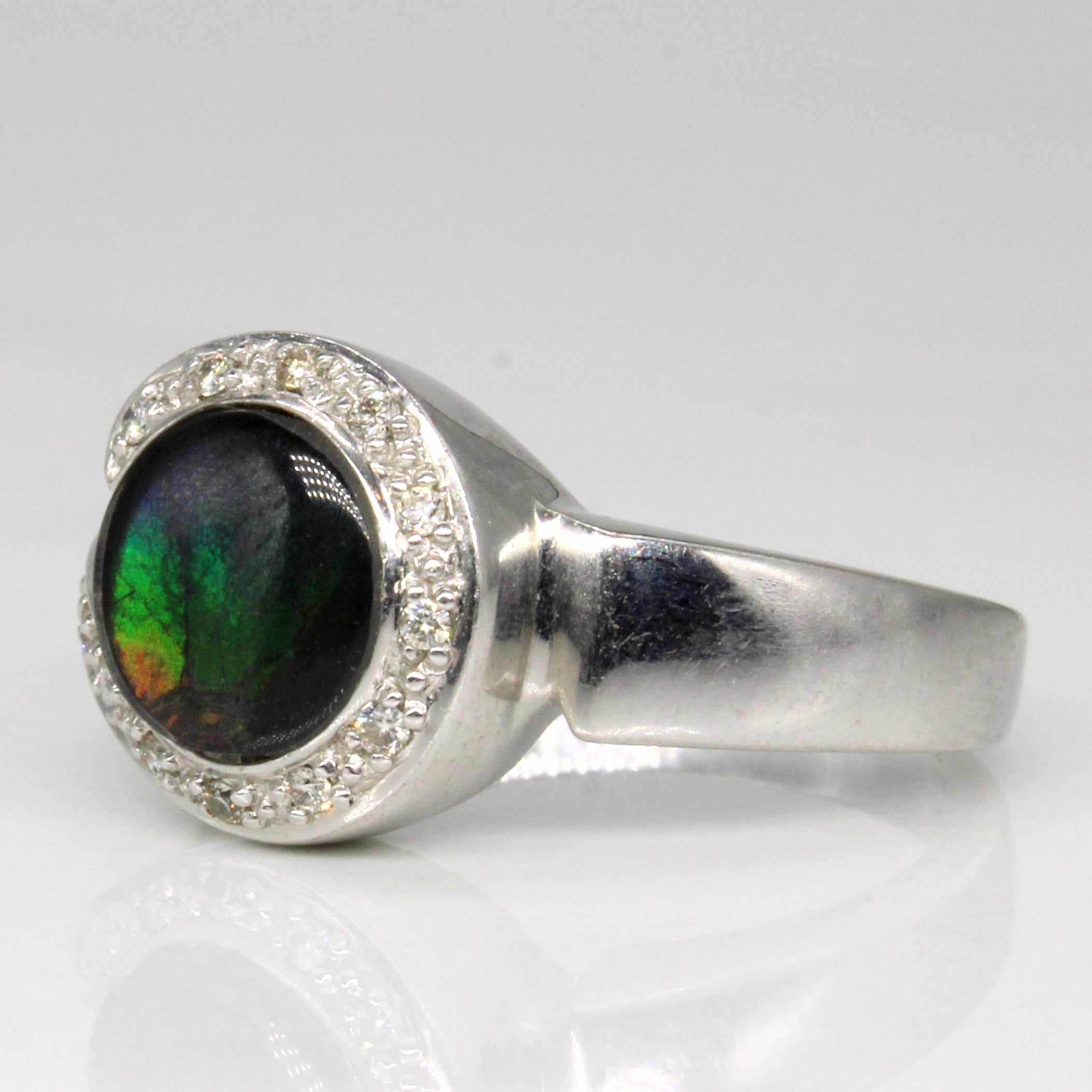 Ammolite & Diamond Ring | 0.90ct, 0.07ctw | SZ 8 |