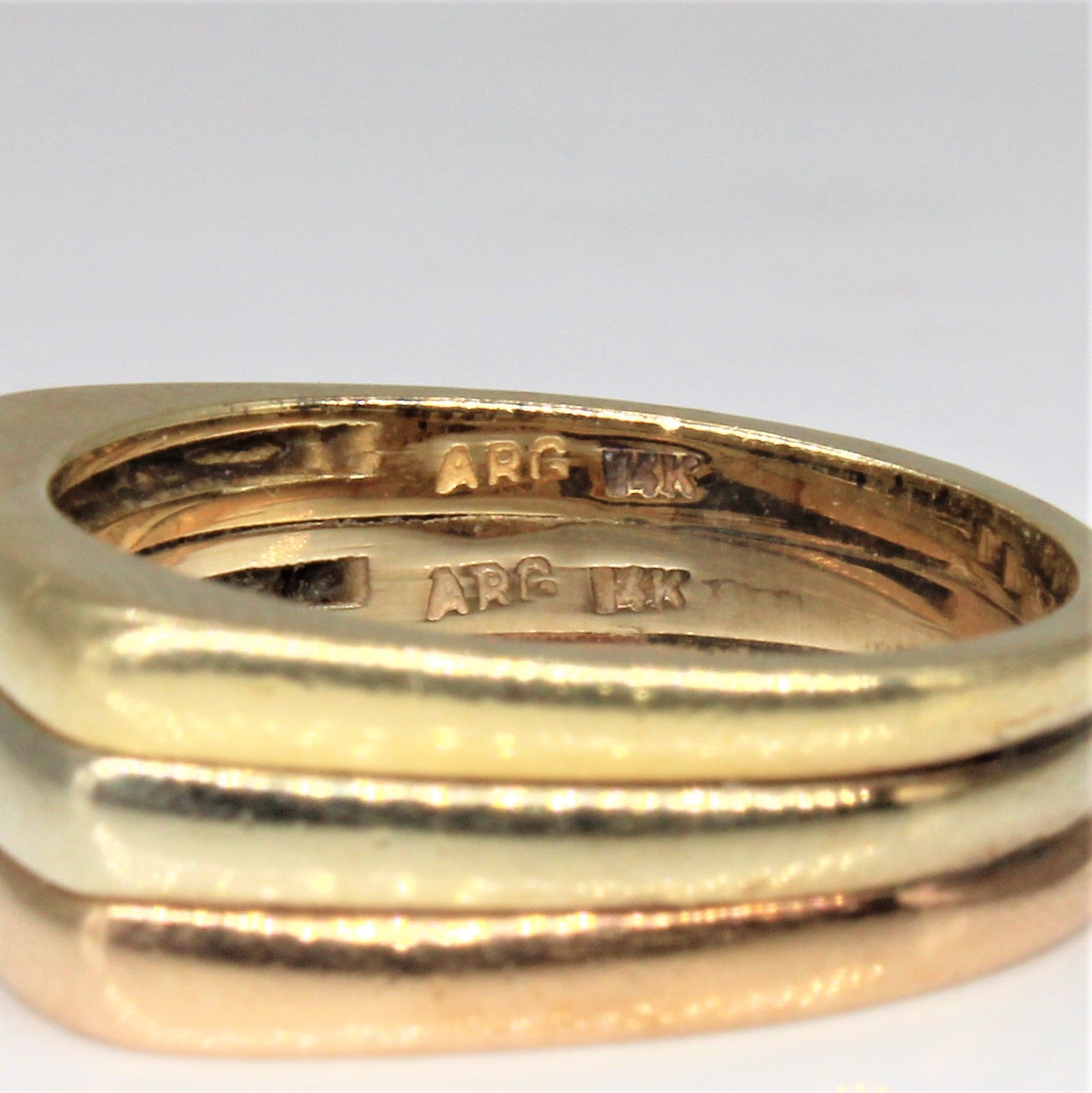 Tri Tone Flat Edge Stacking Ring | SZ 6.25 |