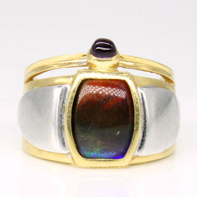 Ammolite & Amethyst Cocktail Ring | 1.50ct, 0.11ct | SZ 5.5 |