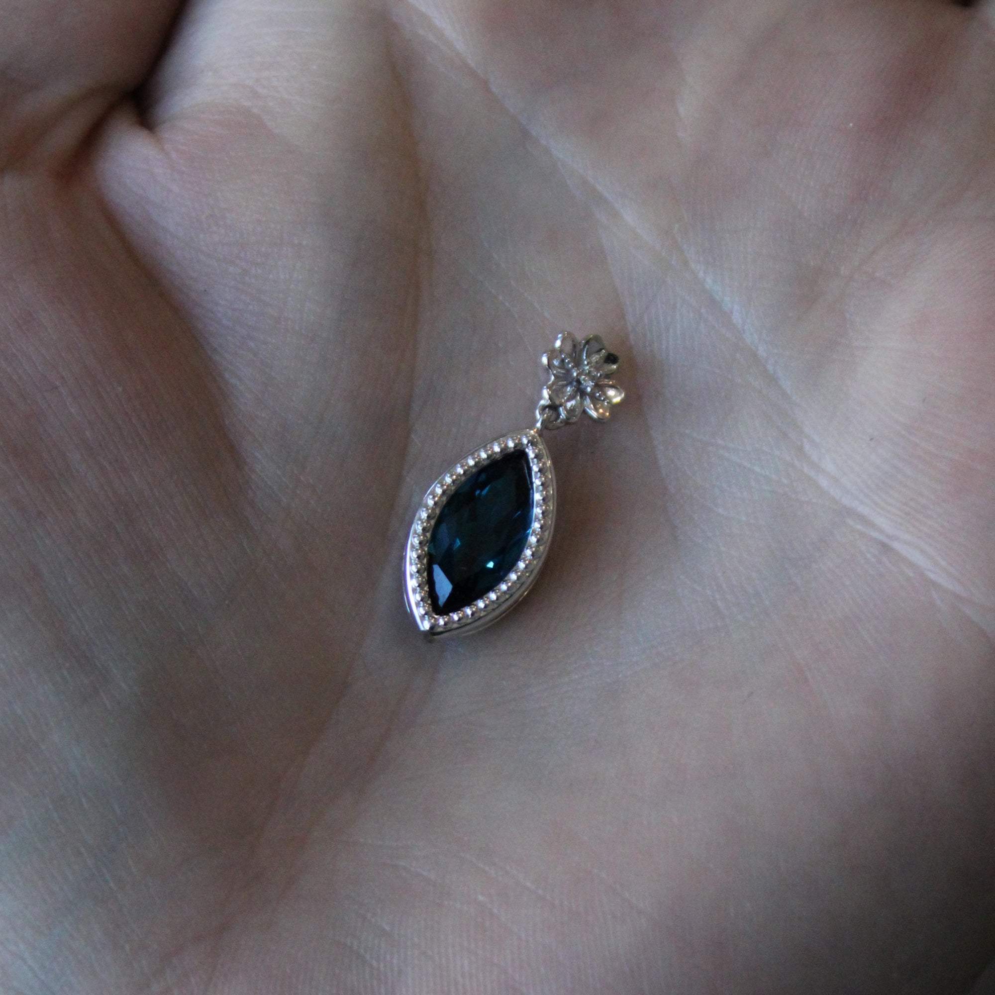 London Blue Topaz & Diamond Marquise Pendant | 2.80ct, 0.02ct |