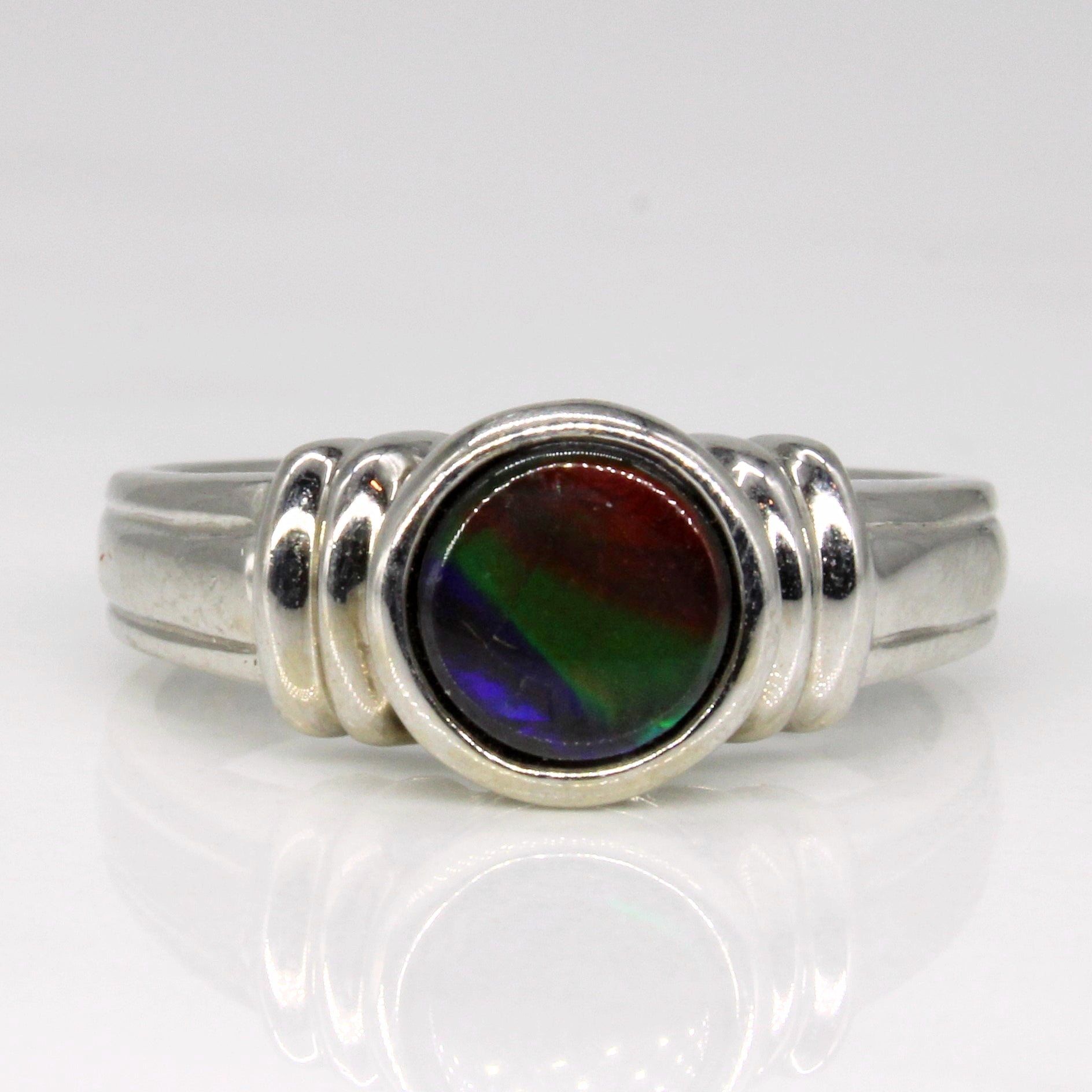 Solitaire Ammolite Ring | 0.50ct | SZ 5.5 |