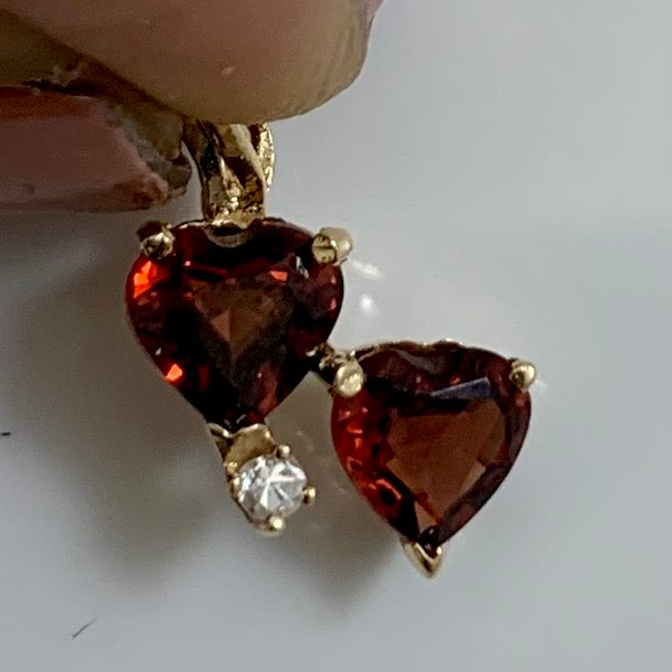 Double Heart Garnet Pendant | 1.00ctw, 0.02ct |