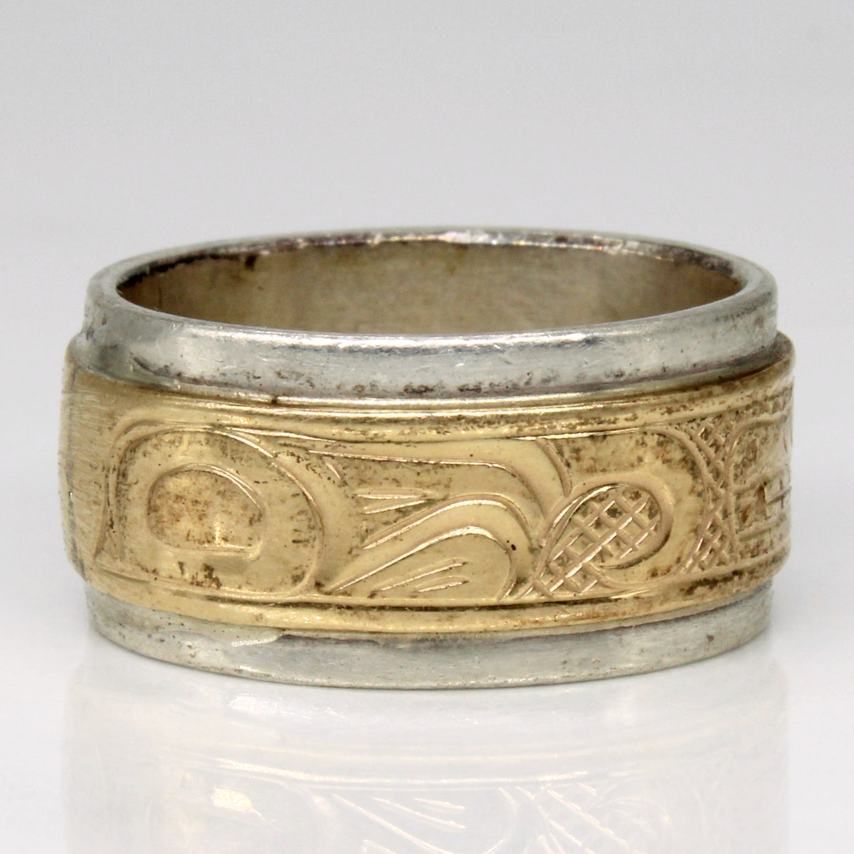 Two Tone Indigenous Art Ring | SZ 7