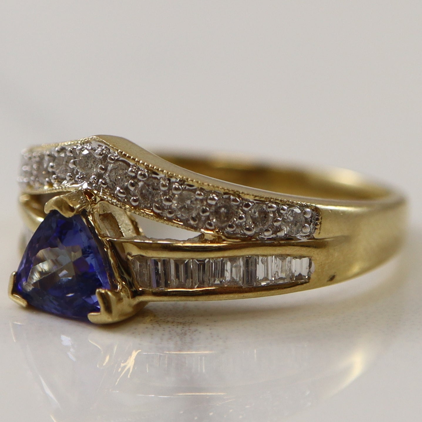 Tanzanite & Diamond Chevron Ring | 0.70ct, 0.30ctw | SZ 7 |