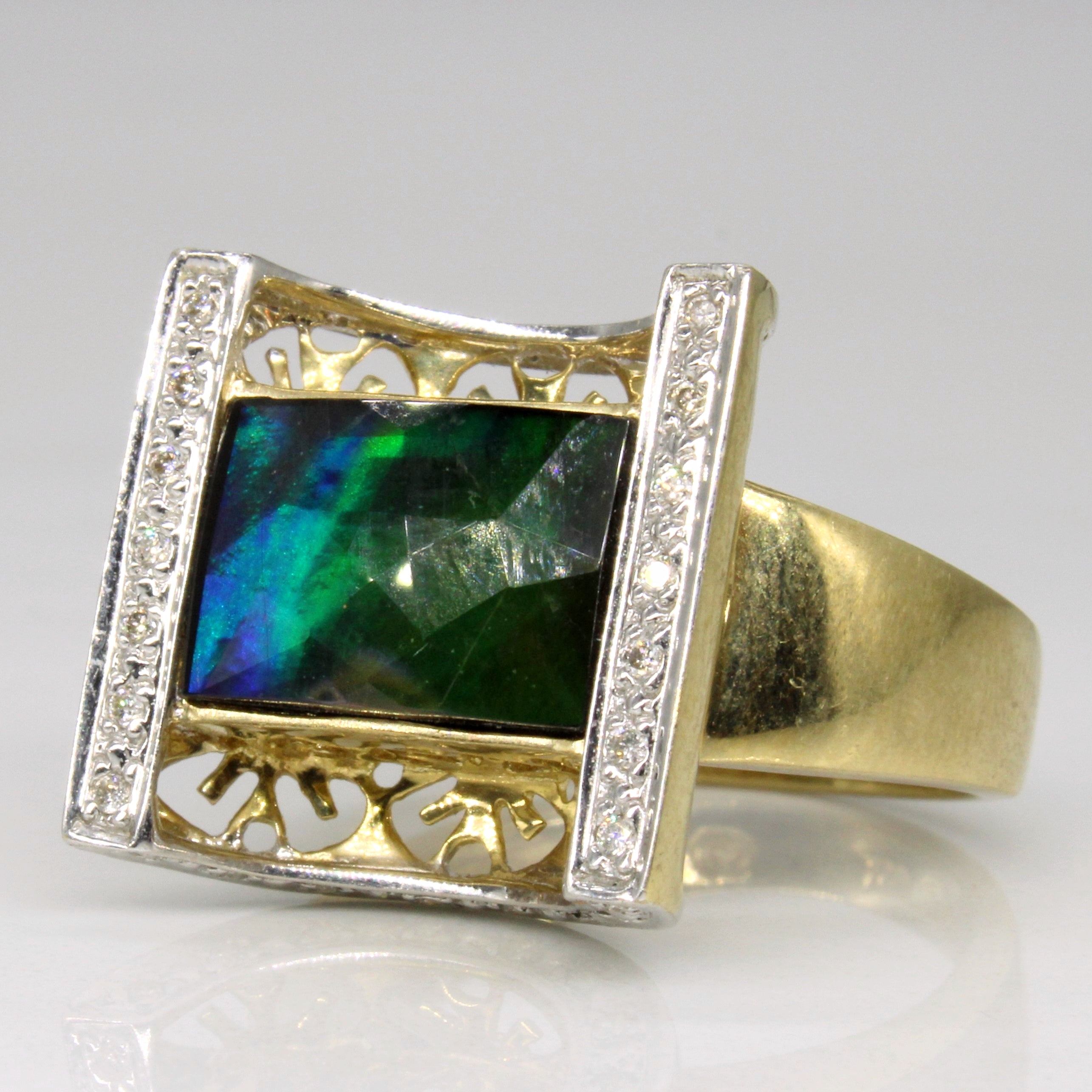 Ammolite & Diamond Cocktail Ring | 2.15ct, 0.15ctw | SZ 6 |