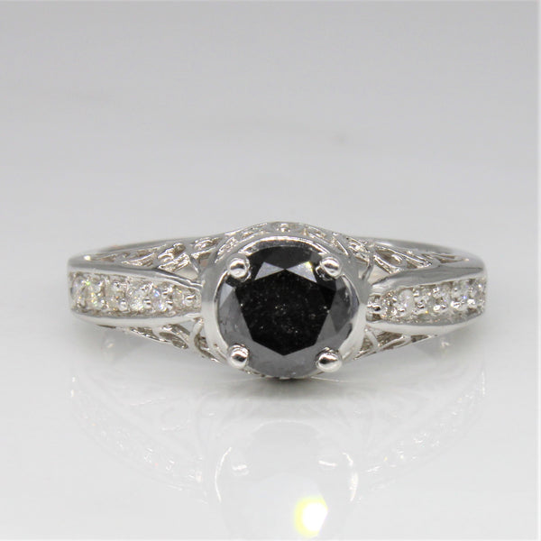 Art Deco Inspired Black Diamond Engagement Ring | 1.15ctw | SZ 9 |
