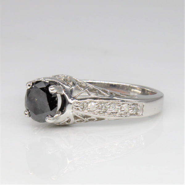 Art Deco Inspired Black Diamond Engagement Ring | 1.15ctw | SZ 9 |