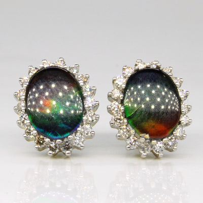 Ammolite & Diamond Earrings | 2.10ctw, 0.54ctw |