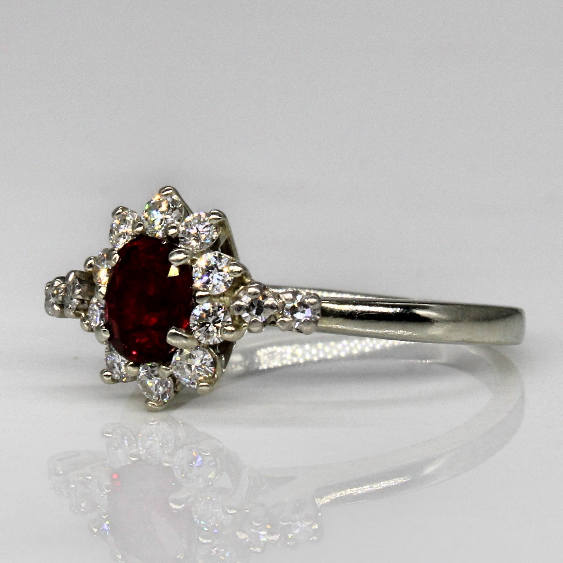 Birks' Ruby & Diamond Halo Ring | 0.50ct, 0.30ctw | SZ 5 |