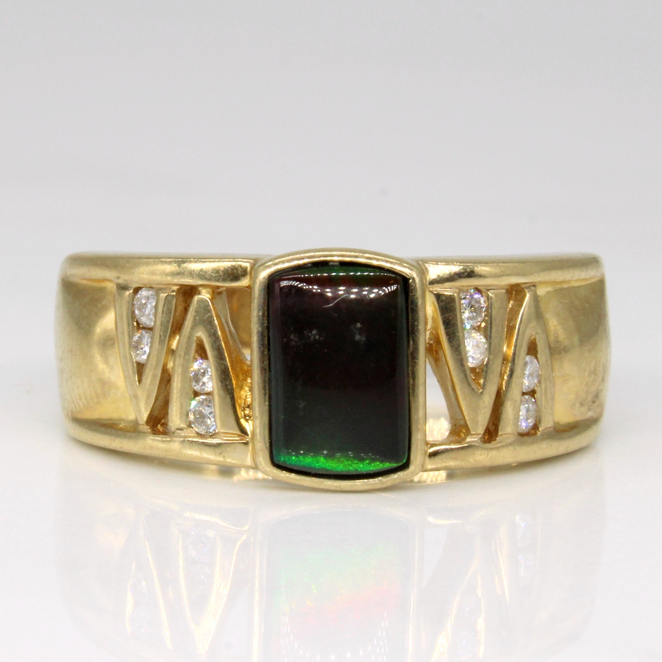 Ammolite & Diamond Ring | 0.70ct, 0.08ctw | SZ 8.25 |