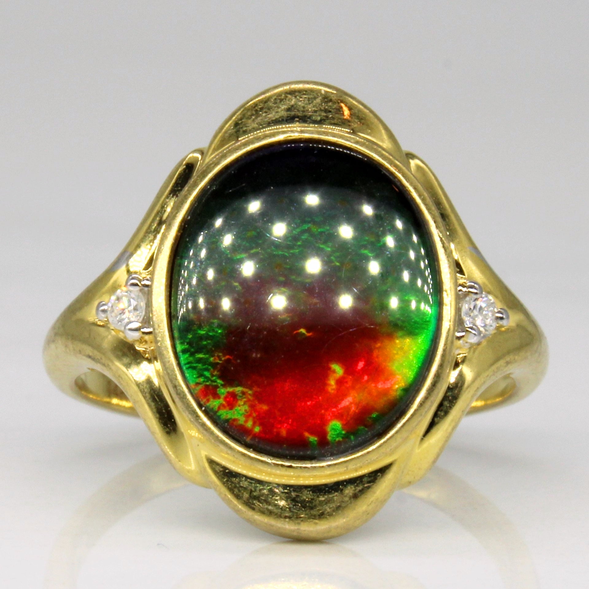 Ammolite & Diamond Cocktail Ring | 2.05ct, 0.04ctw | SZ 7 |