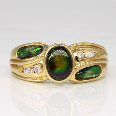 Ammolite & Diamond Waterfall Ring | 1.00ctw, 0.10ctw | SZ 7.25 |