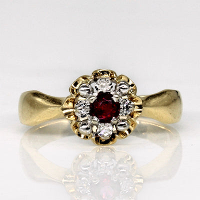 Synthetic Ruby & Diamond Ring | 0.18ct, 0.03ctw | SZ 8.25 |