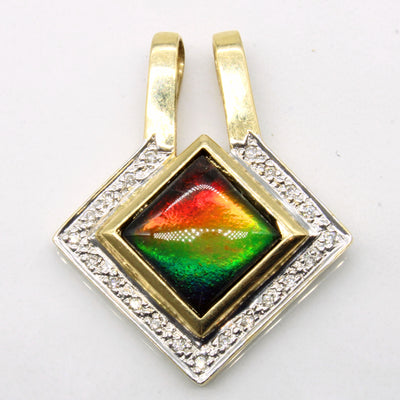 Ammolite & Diamond Geometric Pendant | 2.30ct, 0.11ctw |