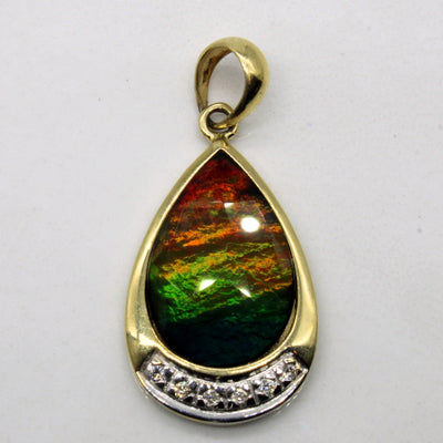 Ammolite & Diamond Pendant | 1.40ct, 0.03ctw |
