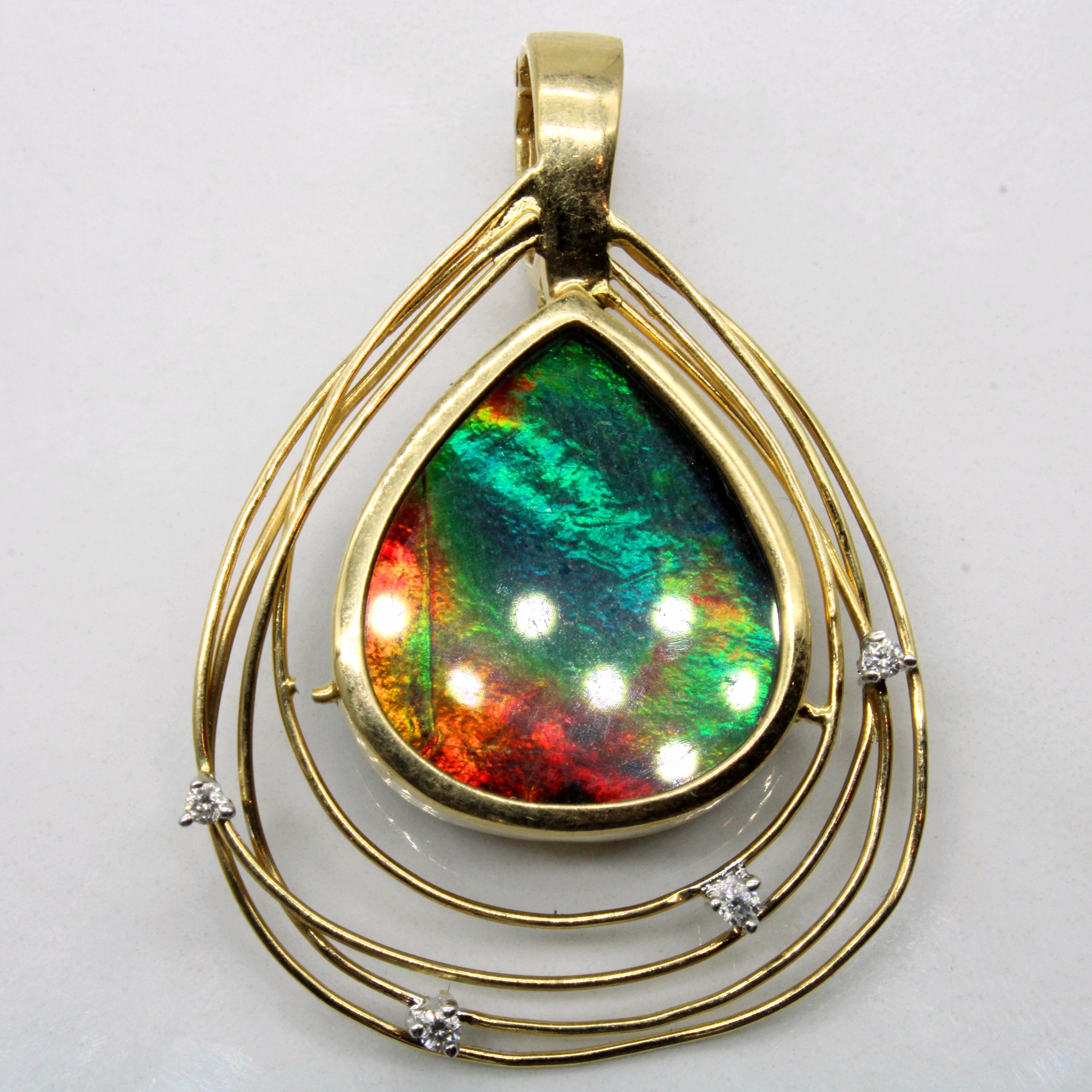 Ammolite & Diamond Pendant | 6.10ct, 0.06ctw |