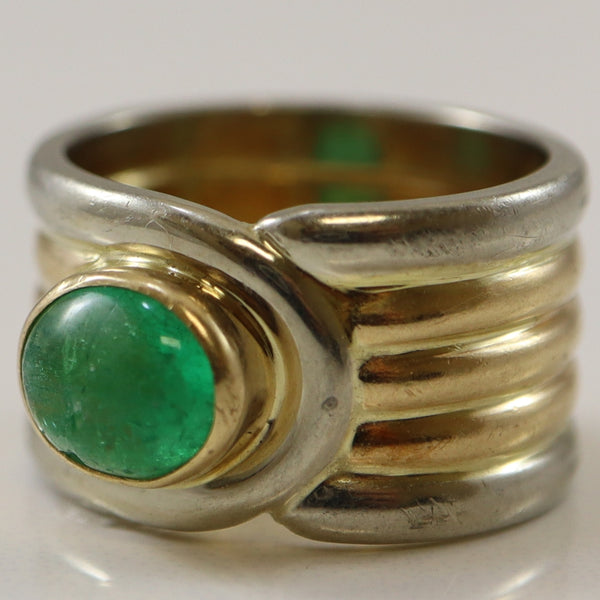Two Tone Emerald Cabochon Ring | 0.90ct | SZ 3.5 |