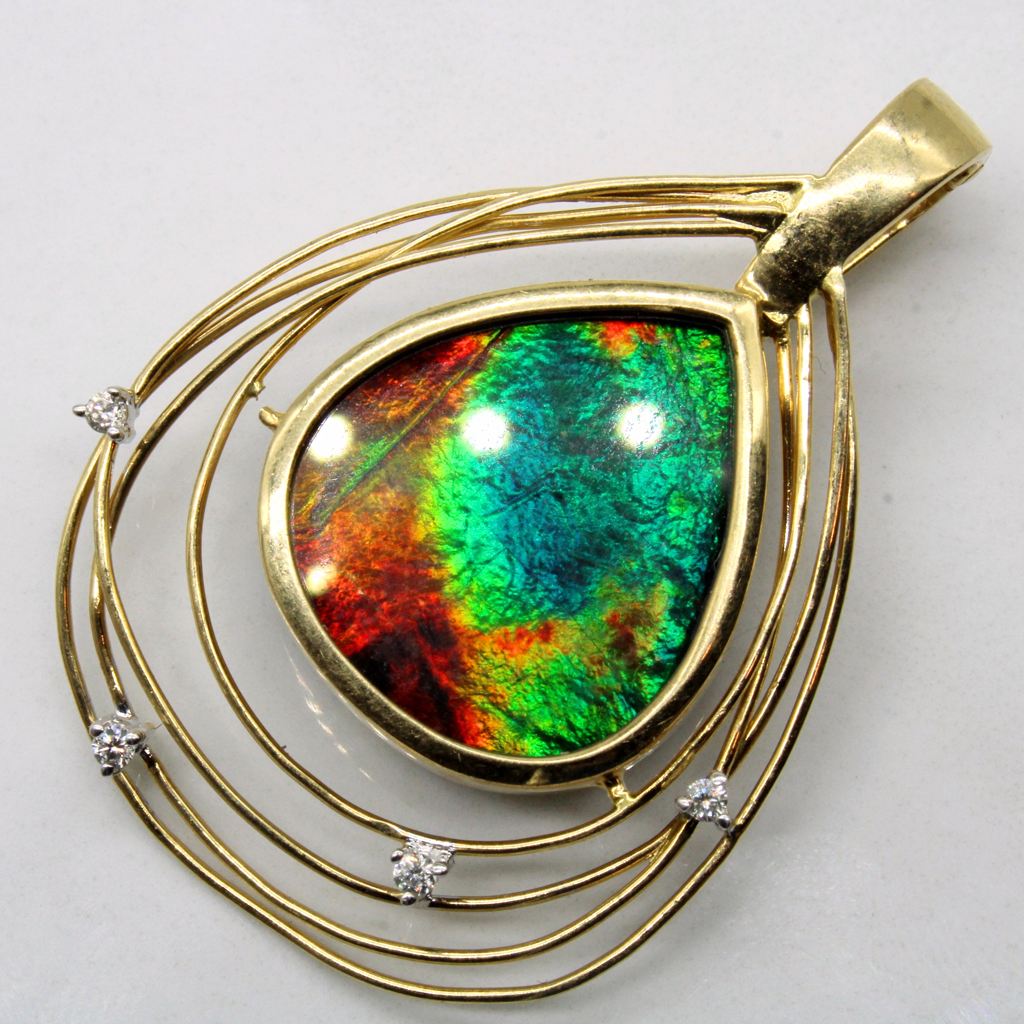 Ammolite & Diamond Pendant | 6.10ct, 0.06ctw |
