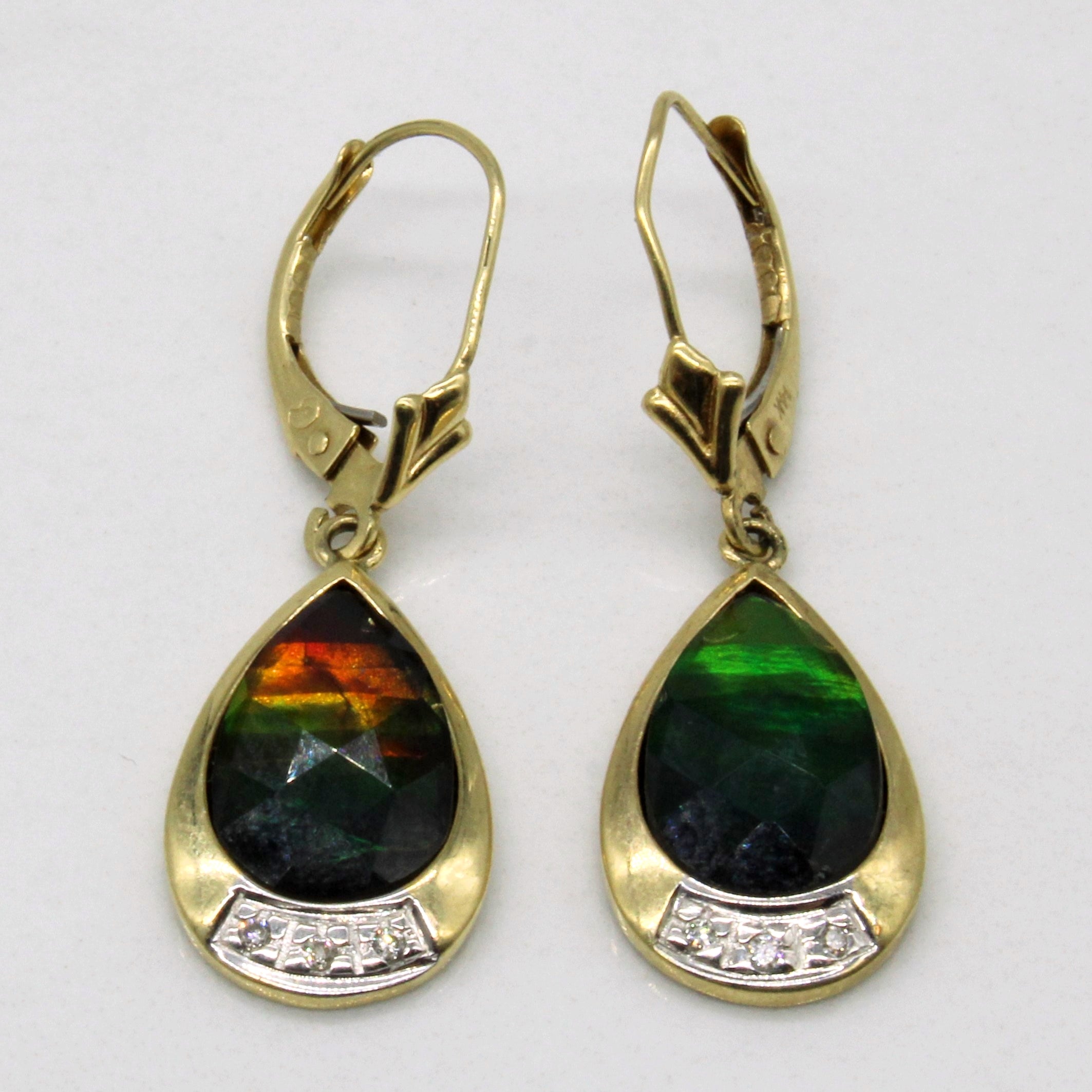Boucles d'oreilles en ammolite et diamants | 3,20 ct, 0,03 ct | 