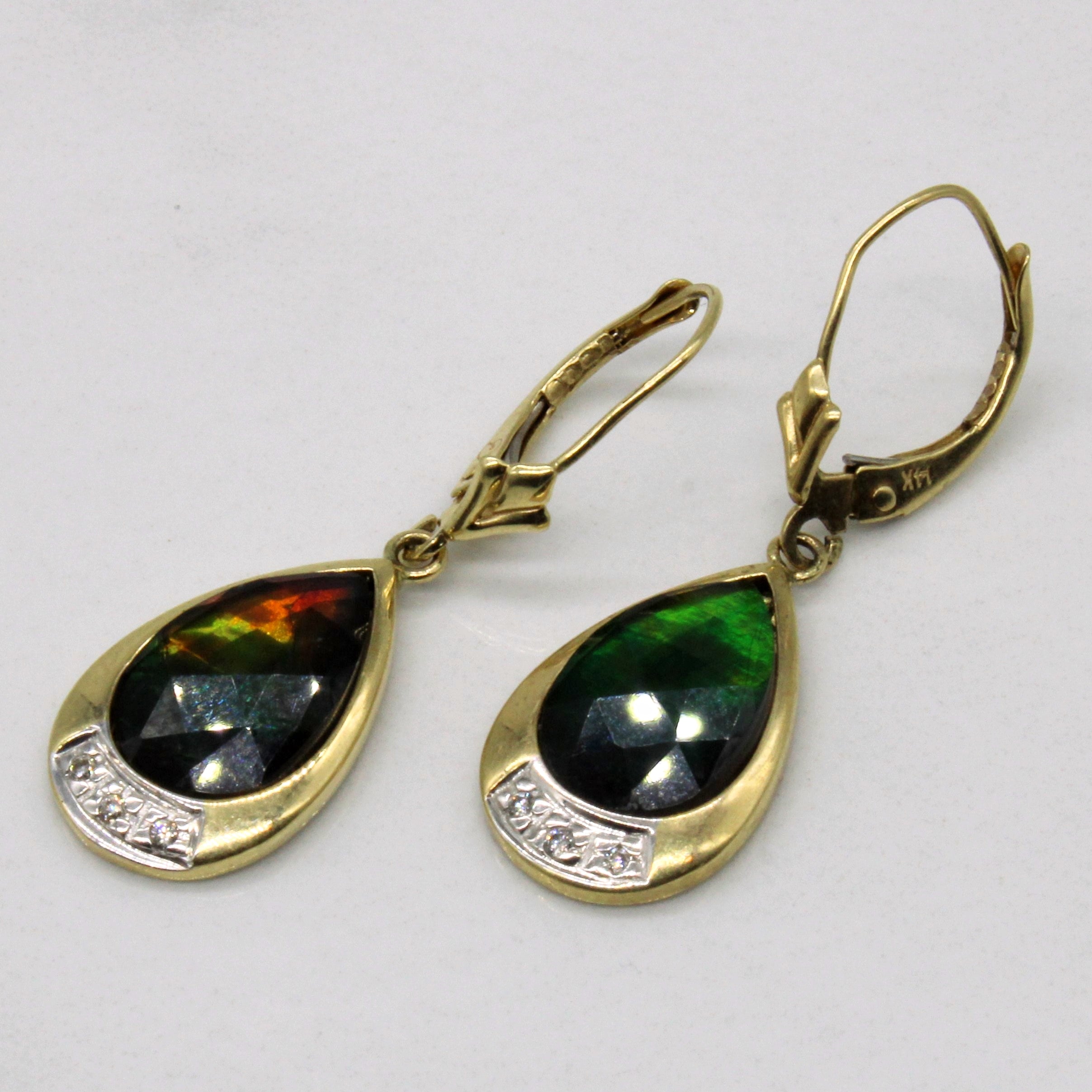 Ammolite & Diamond Earrings | 3.20ctw, 0.03ctw |
